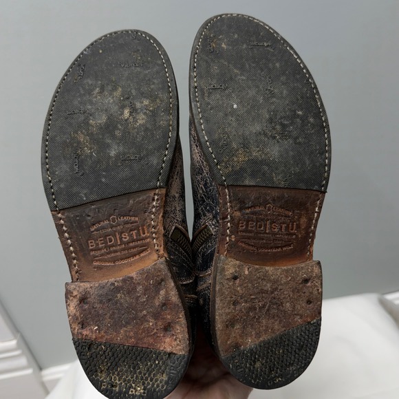 Bed|Stu BedStu tall leather black brown distressed riding‎ boots women's 8.5 - Picture 6 of 10
